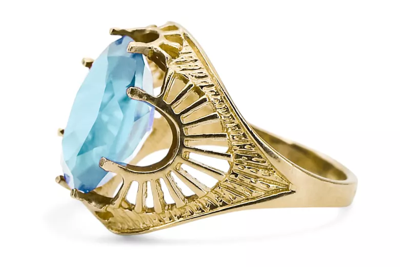 Кольцо Винтаж изделия Аквамарин 14-кв Желтое золото vrc003y